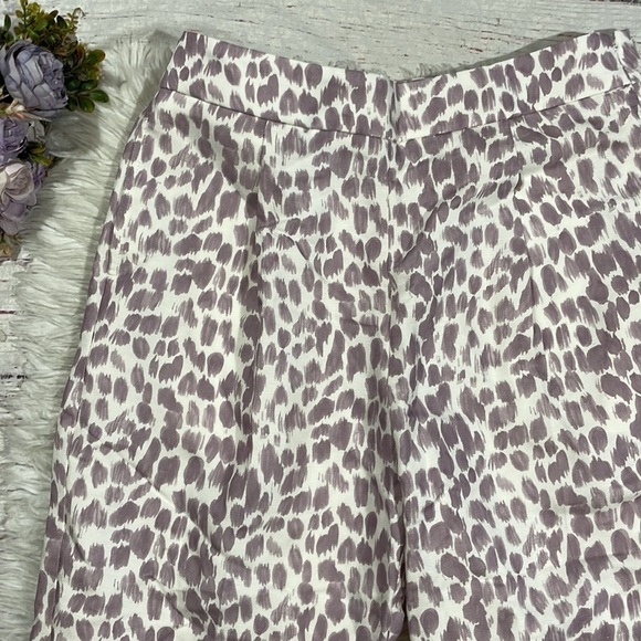 NWT J. Crew Pleated Straight Leg linen-blend pant in lilac giraffe print - Picture 11 of 11
